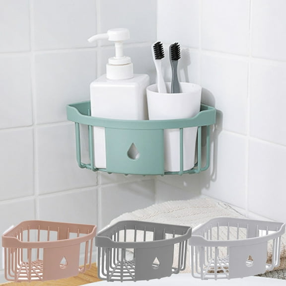 Shower Caddy Corner-Shower Organizer,Shower Shelf Shower Storage Bathroom Accessories Fixed by Adhesive Wall Mounted, No Drilling, Storage Organizer for Toilet, Dorm and Kitchen