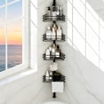 thumbnail image 1 of cisilov  Shower Caddy, Bathroom Shower Shelf Organizer, Corner Shower Racks for Inside, 4-Tier Adjustable Shelves with Tension Pole Bath Caddy Storage, Black, 1 of 5