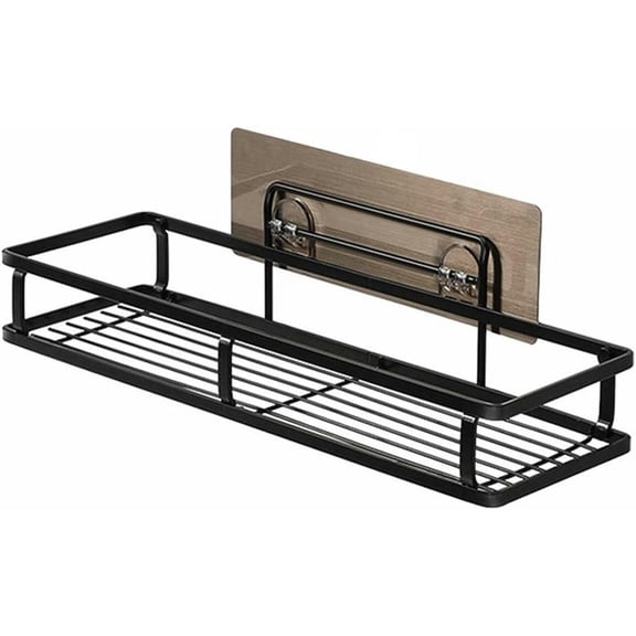 Shower Caddy Floating Shelves Shower Caddy Bathroom Shelf, Wall-Mounted Stainless Steel Bathroom Rack for Shampoo Cosmetic Towel Kitchen Storage Shelf, Household Bathroom Accessories/Black-2Pcs