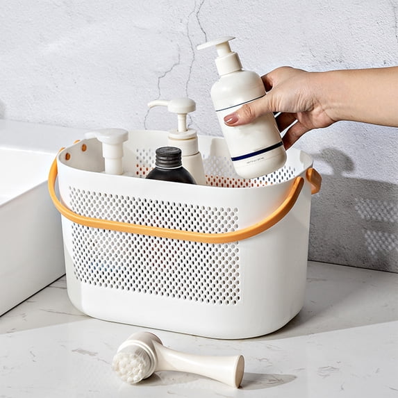 Shower Caddy with Handle, Thick Plastic Bathroom Storage Basket, Portable Shower Tote with Drainage Holes, Multipurpose Organizer for Fruit and Home Use
