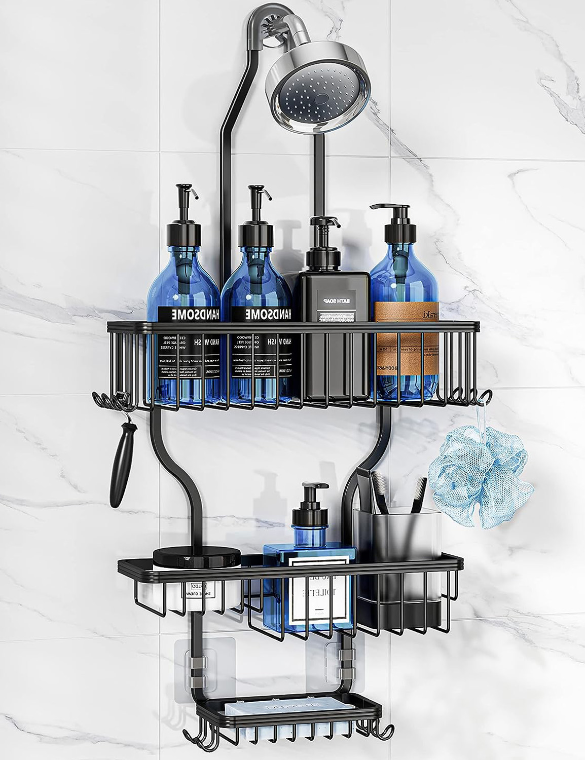 Deals of the Week! Plastic Hanging Shower Basket with Hook for Bathroom