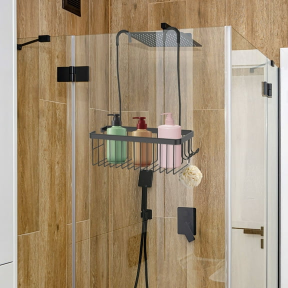 Shower Caddy Hanging, Over the Door Shower Organizer Rack 304 Stainless Steel Rustproof (Silver)