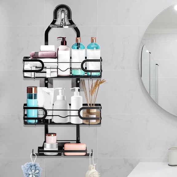 Shower Caddy Hanging, Shower Organizer with Hooks and Soap Holder