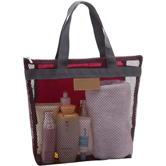 Shower Caddy Mesh Tote Bag, Mesh Shower Bag, Quick Dry Toiletry Bath Bag, Hanging Bath Organizer for College Dorm, Beach, Gym, Swimming Pool, Yoga and Travel
