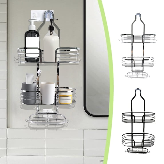 Shower Caddy Organizer, 3-tier Hanging Bathroom Storage Rack with Soap Dish and Hooks, Rust-resistant Stainless Steel Over Shower Head Mount, Topliu