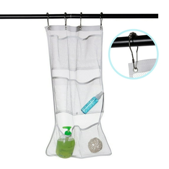 Shower Caddy Organizer, Hanging Mesh Storage Rack with 6 Quick-Dry Pockets for Bathroom Essentials & Toys, Space-Saving Design for Shower Door or Towel Bar FAJHHA | White