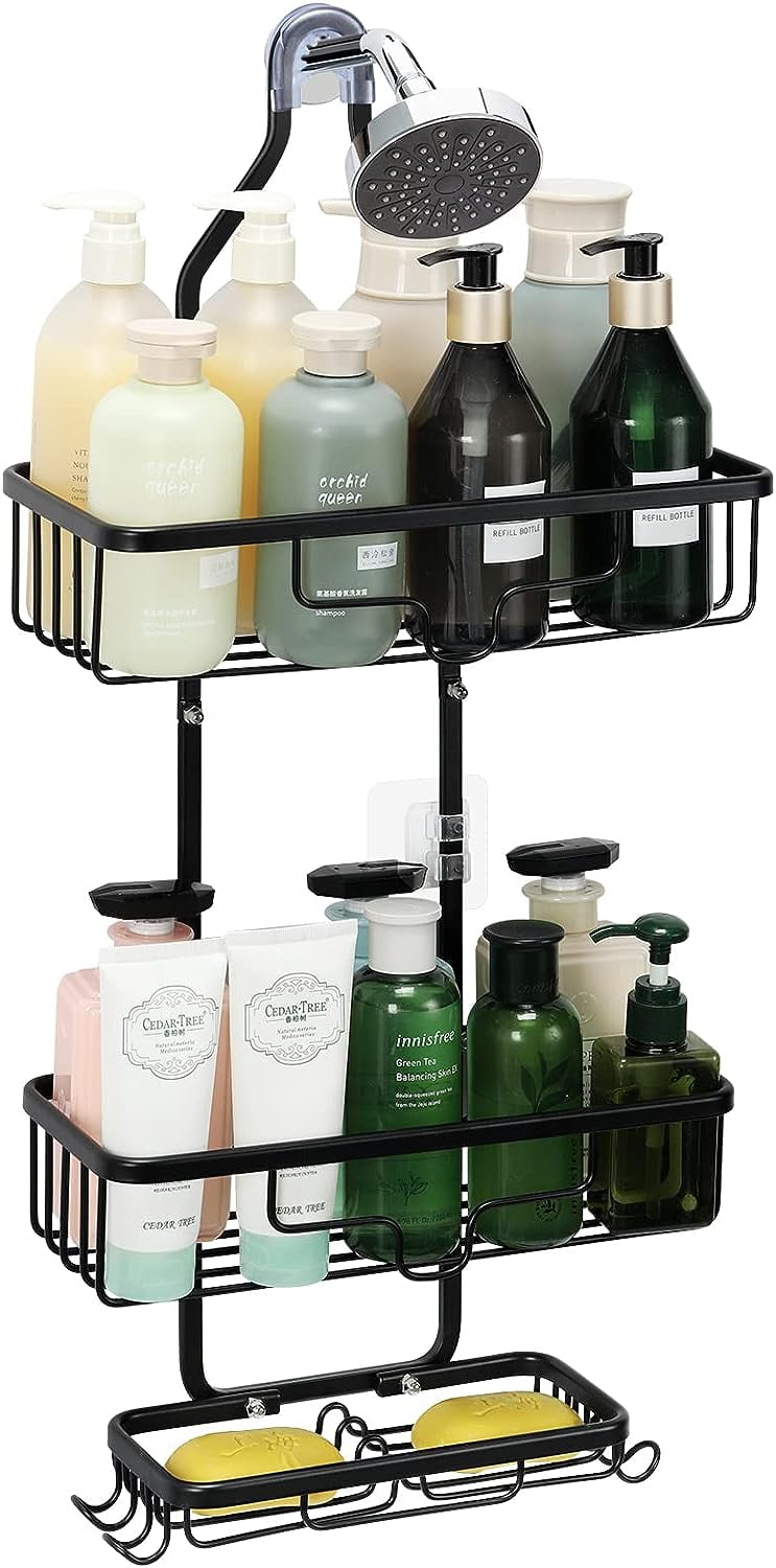 Shower Caddy Over Shower Head, Hanging Rustproof Organizer with Hooks