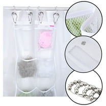 Shower Caddy, Peaoy Quick Dry Hanging Mesh Bath Organizer with 6 Pockets & 4 Hooks for Soaps & Shampoo White