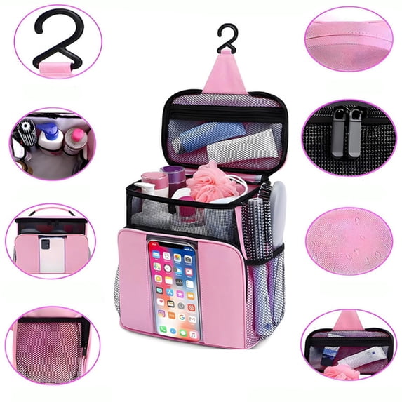 Shower Caddy Portable for College Dorm, Hanging Travel Toiletry Bag with Phone Pocket & Waterproof Bottom Cover,Quick-Dry Mesh Shower Bag,Dorm Room Essentials for Guys & Girls,Cruise Essentials