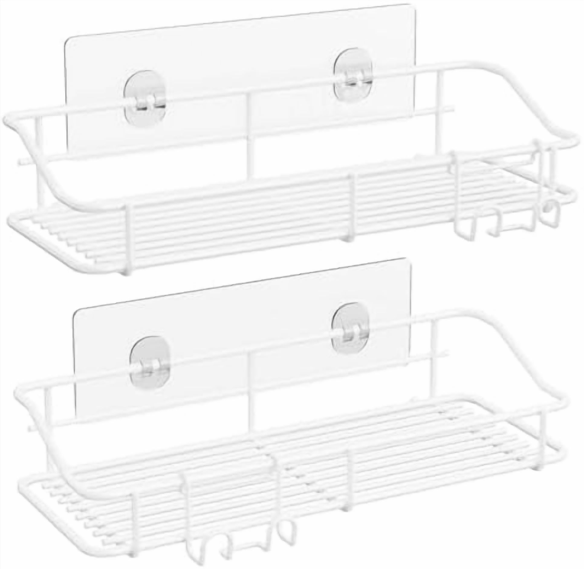 Shower Caddy Shelf with Hooks Storage Rack Organizer Adhesive Stainless ...