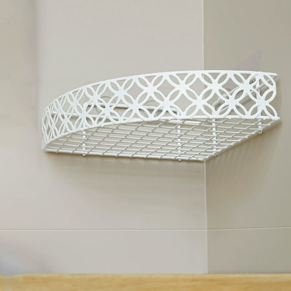 Shower Caddy Shelf Organizer Rack | Iron Corner Shower Shelf for Bathroom Storage | No-Drill Wall Mount | Drainage Holes, Ventilated Basket | 34x24.5x5.8cm | White or Black | 1 Piece
