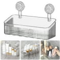 thumbnail image 1 of Shower Caddy Suction Cup, No Drilling Removable Plastic Shower Basket Organizer - Rustproof Bathroom Storage Shelf with Draining Design for Shower, Bathtub, Kitchen (11*4in), 1 of 9