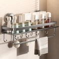 thumbnail image 1 of Shower Caddy Suction Cup,Suction Shower Shelf with Hooks NO-Drilling Bathroom Holder, Rustproof Bathroom Organizer（23.4x5.1in）, 1 of 4