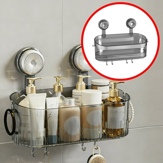 Shower Caddy Suction Cup, Wall Mounted Rack Organizer Removable Bathroom Shelf, No Drilling Larger Storage Rack Upgraded, Bathroom Suction Caddy