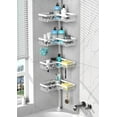thumbnail image 1 of Shower Caddy Tension Pole Corner - Stainless Steel Bathroom Organizer White Tension Rod Shower Shelves for Tub(22-114.2inch), Renter Friendly, 1 of 12