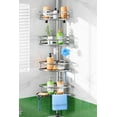 thumbnail image 1 of Shower Caddy Tension Pole: Rustproof Quick Install Corner Bathroom Organizer Shelf on Floor for Renters - 4-Tier Large Capacity Storage Rack with Soap Holder for Apartment -47-121 Inch/Silver, 1 of 7