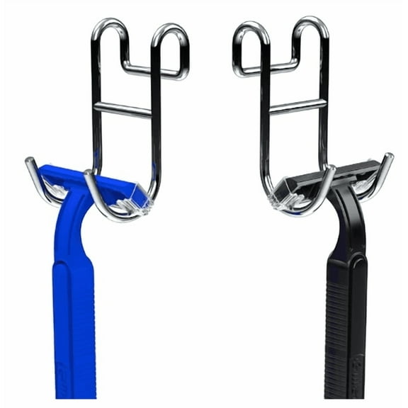 Shower Caddy With Hooks - Razor Holder and Loofah Hanger 2 Pack Silver