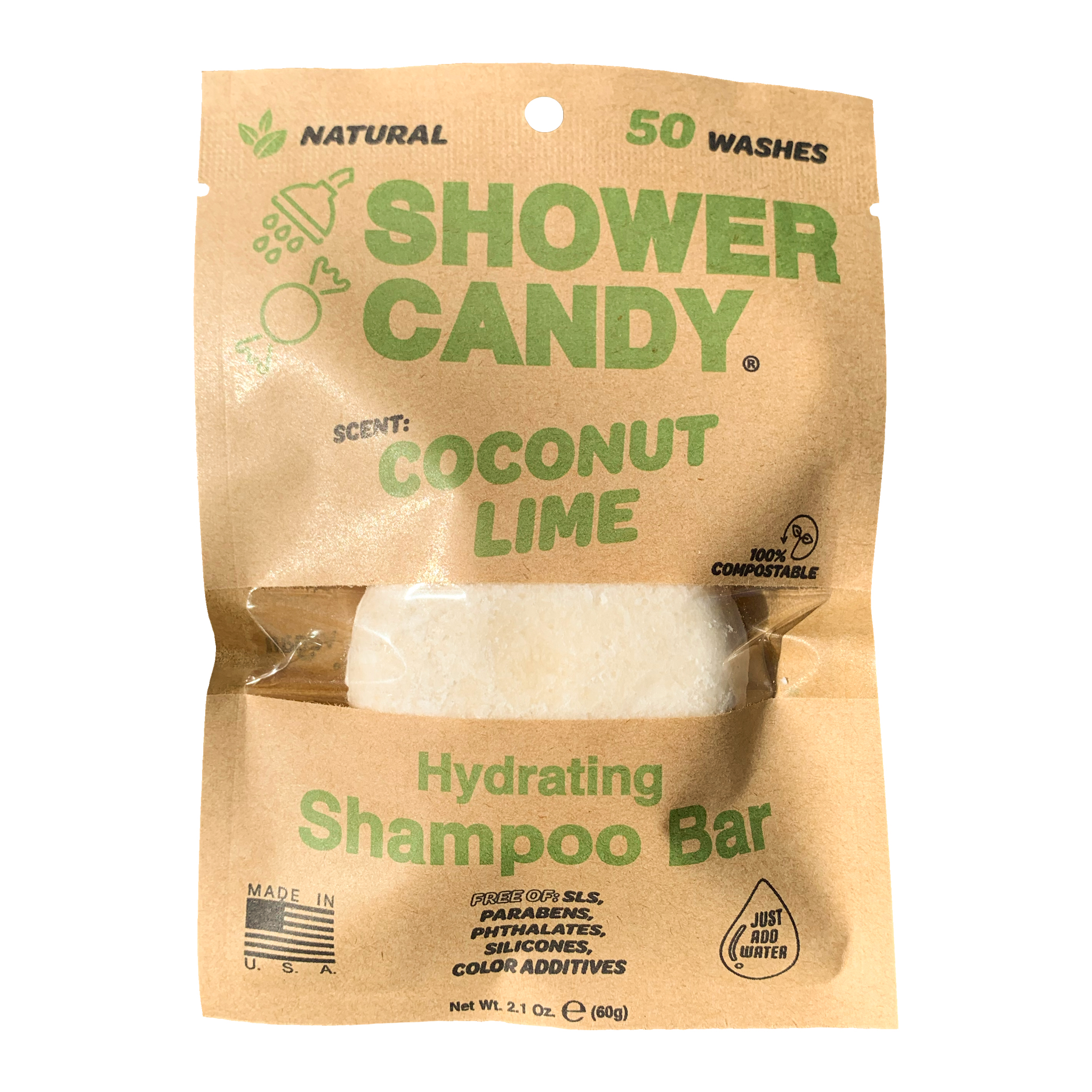 Shower Candy Coconut Lime Shampoo Bar Extra Lather Natural, Plant