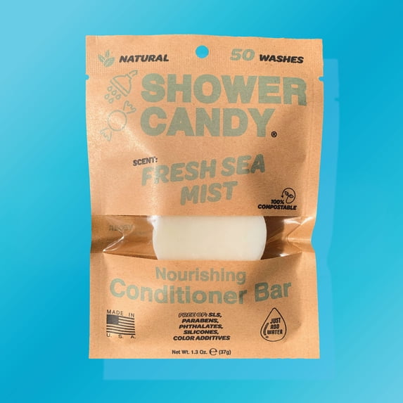 Shower Candy Fresh Sea Mist Conditioner Bar - Natural Ingredients - Plastic-Free - Eco-Friendly - Conditioner Bars For Hair- Phthalate and Paraben-Free Bar Conditioner - Travel Size Hair Care