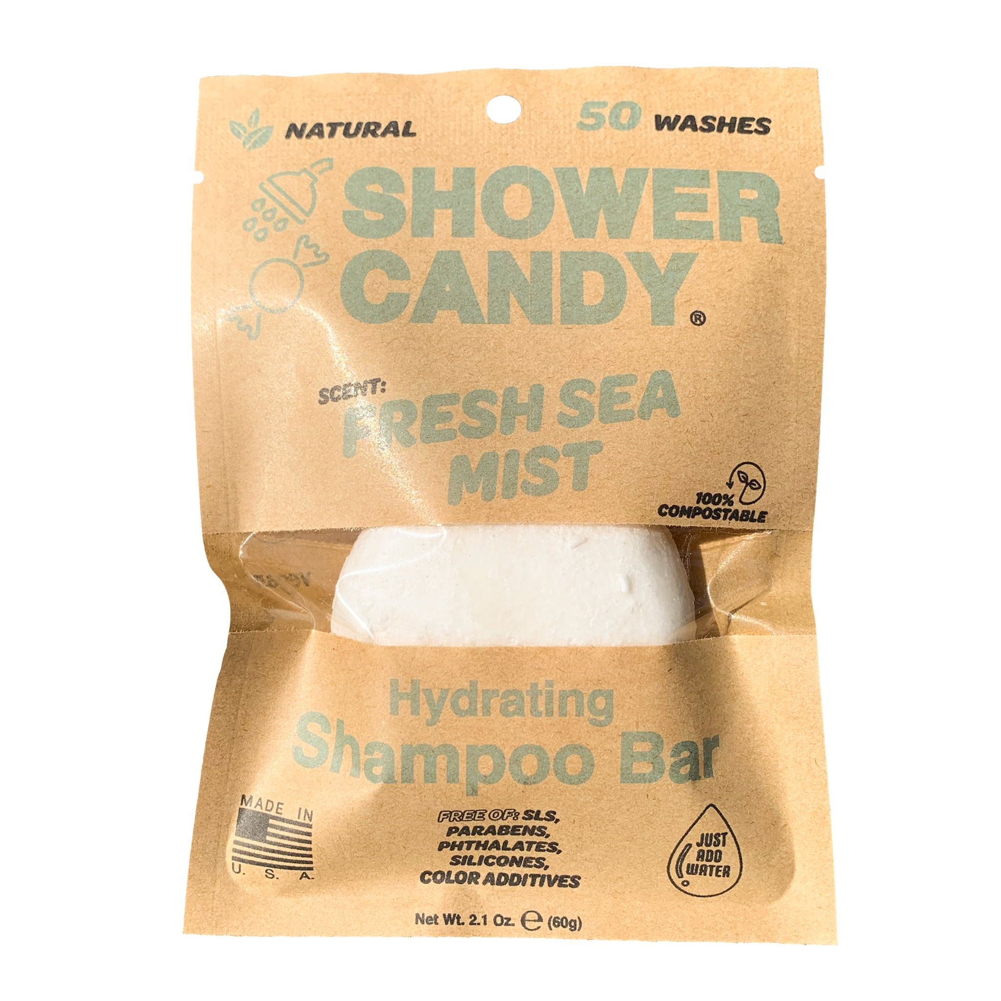 Shower Candy Fresh Sea Mist Shampoo Bar Extra Lather Natural, Plant