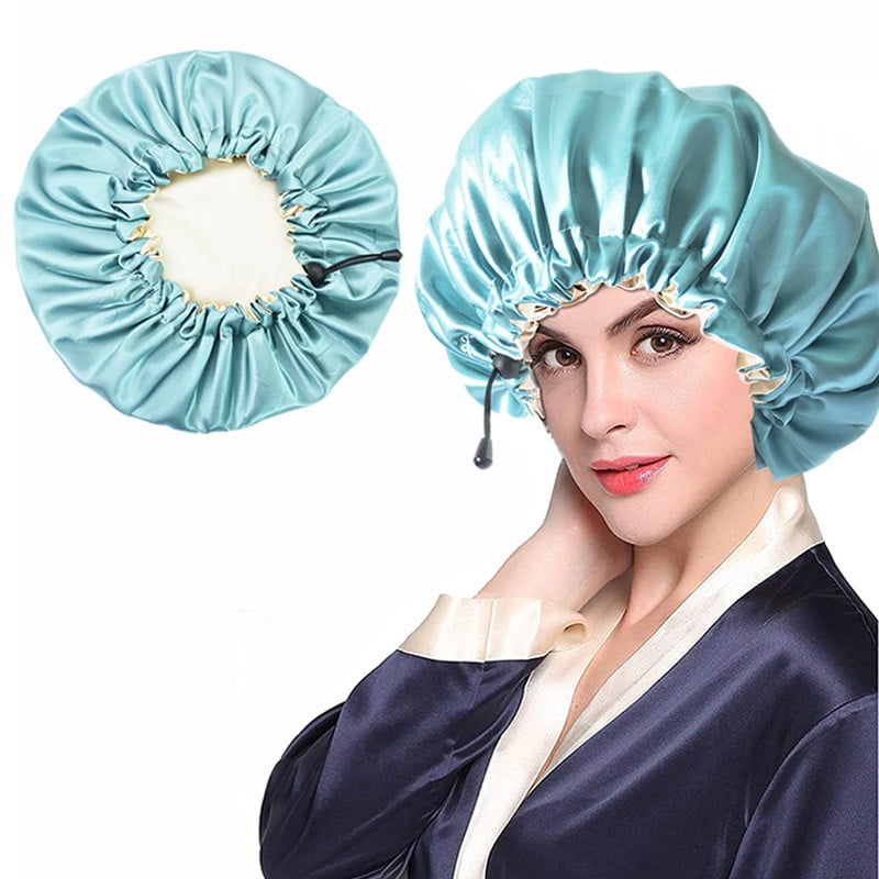 Shower Cap Extra Large & Adjustable & DoubleLayer Waterproof Hair Cap