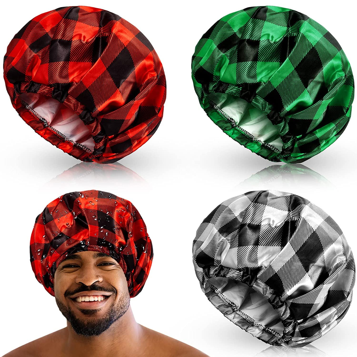 Shower Cap for Men Waterproof Reusable Shower Cap Large Bath Cap Men