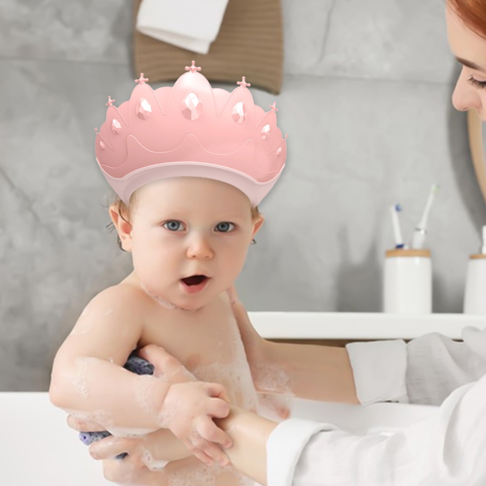 Shower Cap Shield for Kids, Visor Hat for Eye and Ear Protection for 0