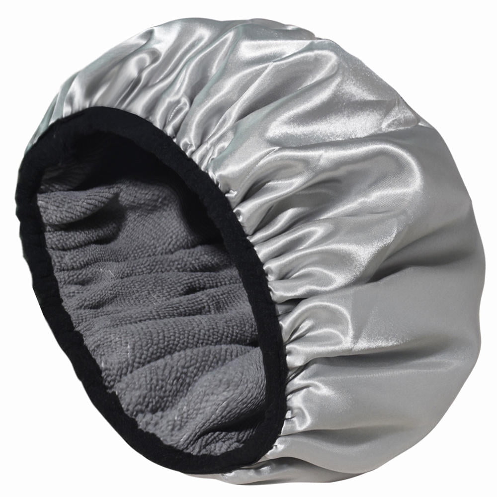 Shower Cap Terry Cloth Lined EVA Exterior Reusable Triple Layer Waterproof Threeinone Dry Hair