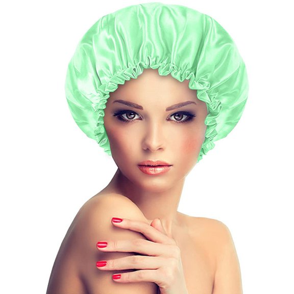 Shower Cap for Long Hair 1 Pack, Waterproof Washable Hair Caps for Women and Girls