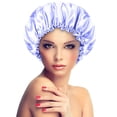 thumbnail image 1 of Shower Cap for Long Hair 1 Pack, Waterproof Washable Hair Caps for Women and Girls, 1 of 5