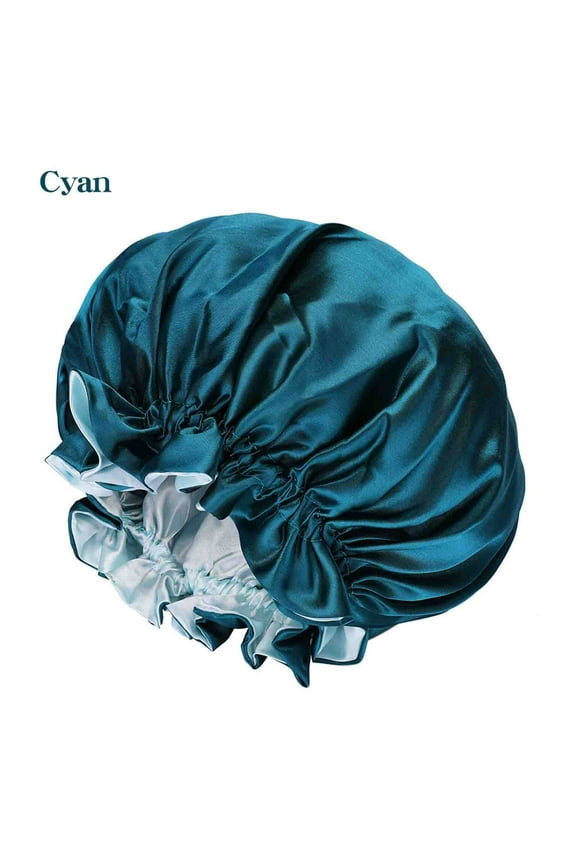 Shower Cap for Women Double Layer Waterproof Bath Cap Large Bonnet Washable Elastic Band Bath Hair Hat for Long Hair