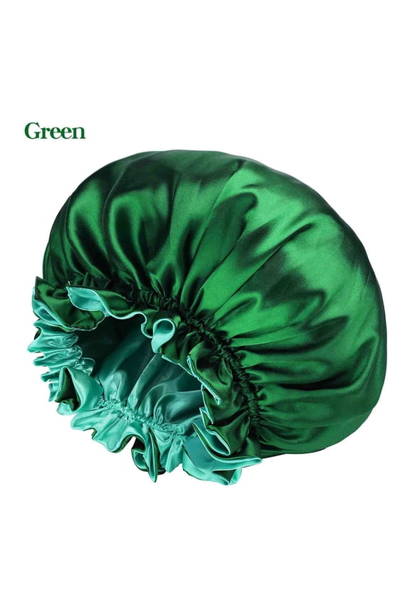 Shower Cap for Women Double Layer Waterproof Bath Cap Large Bonnet Washable Elastic Band Bath Hair Hat for Long Hair