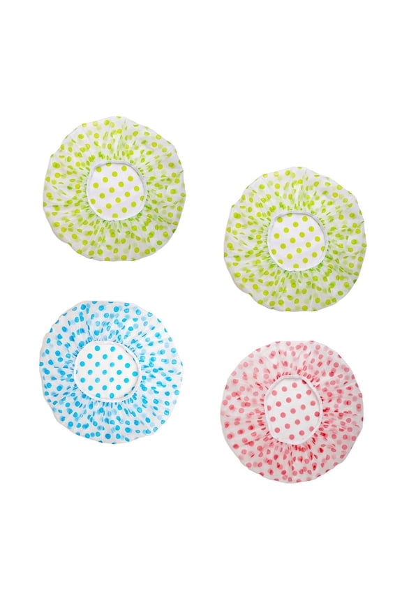 Shower Caps, 4Pcs Waterproof Shower Caps for Women, MoHern Reusable Shower Caps Large(Pink&Blue&Green)