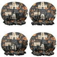 thumbnail image 1 of Shower Caps,Autumn Halloween Scene Pattern Waterproof Shower Cap for Women 4 Pieces,Double Reusable Hair Cover for Shower PEVA Elastic Stretch Hem, 1 of 7