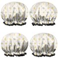 thumbnail image 1 of Shower Caps,Beige Sun Moon Planet Star Pattern Waterproof Shower Cap for Women 4 Pieces,Double Reusable Hair Cover for Shower PEVA Elastic Stretch Hem, 1 of 7