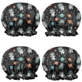 thumbnail image 1 of Shower Caps,Black Cartoon Astronaut Dinosaurs Planets Pattern Waterproof Shower Cap for Women 4 Pieces,Double Reusable Hair Cover for Shower PEVA Elastic Stretch Hem, 1 of 7