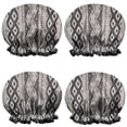 thumbnail image 1 of Shower Caps,Black Geometric Diamond Striped Pattern Waterproof Shower Cap for Women 4 Pieces,Double Reusable Hair Cover for Shower PEVA Elastic Stretch Hem, 1 of 7