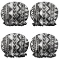 thumbnail image 1 of Shower Caps,Black Geometric Triangle Chevron Pattern Waterproof Shower Cap for Women 4 Pieces,Double Reusable Hair Cover for Shower PEVA Elastic Stretch Hem, 1 of 7