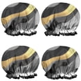 thumbnail image 1 of Shower Caps,Black White Gold Marble Pattern Waterproof Shower Cap for Women 4 Pieces,Double Reusable Hair Cover for Shower PEVA Elastic Stretch Hem, 1 of 7