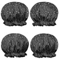 thumbnail image 1 of Shower Caps,Black White Halloween Symbol Pattern Waterproof Shower Cap for Women 4 Pieces,Double Reusable Hair Cover for Shower PEVA Elastic Stretch Hem, 1 of 7