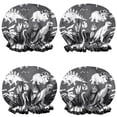 thumbnail image 1 of Shower Caps,Black and White Dinosaur Pattern Waterproof Shower Cap for Women 4 Pieces,Double Reusable Hair Cover for Shower PEVA Elastic Stretch Hem, 1 of 7