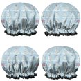 thumbnail image 1 of Shower Caps,Blue Christmas Tree Pattern Waterproof Shower Cap for Women 4 Pieces,Double Reusable Hair Cover for Shower PEVA Elastic Stretch Hem, 1 of 7