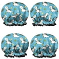 thumbnail image 1 of Shower Caps,Blue Dinosaurs with Coins Dynamic Waterproof Shower Cap for Women 4 Pieces,Double Reusable Hair Cover for Shower PEVA Elastic Stretch Hem, 1 of 7