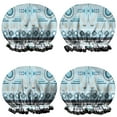 thumbnail image 1 of Shower Caps,Blue Geometric Triangle Diamond Pattern Waterproof Shower Cap for Women 4 Pieces,Double Reusable Hair Cover for Shower PEVA Elastic Stretch Hem, 1 of 7