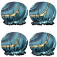 thumbnail image 1 of Shower Caps,Blue Gold Marble Pattern Waterproof Shower Cap for Women 4 Pieces,Double Reusable Hair Cover for Shower PEVA Elastic Stretch Hem, 1 of 7