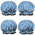 thumbnail image 1 of Shower Caps,Blue Paisley Pattern Waterproof Shower Cap for Women 4 Pieces,Double Reusable Hair Cover for Shower PEVA Elastic Stretch Hem, 1 of 7
