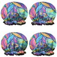 thumbnail image 1 of Shower Caps,Blue Pioneer Flower and Leaf Pattern Waterproof Shower Cap for Women 4 Pieces,Double Reusable Hair Cover for Shower PEVA Elastic Stretch Hem, 1 of 7