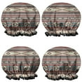 thumbnail image 1 of Shower Caps,Brown Geometric Triangle Diamond Pattern Waterproof Shower Cap for Women 4 Pieces,Double Reusable Hair Cover for Shower PEVA Elastic Stretch Hem, 1 of 7