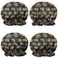 thumbnail image 1 of Shower Caps,Cartoon Construction Vehicles Yellow Black Pattern Waterproof Shower Cap for Women 4 Pieces,Double Reusable Hair Cover for Shower PEVA Elastic Stretch Hem, 1 of 7