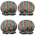 thumbnail image 1 of Shower Caps,Colorful Geometric Striped Pattern Waterproof Shower Cap for Women 4 Pieces,Double Reusable Hair Cover for Shower PEVA Elastic Stretch Hem, 1 of 7